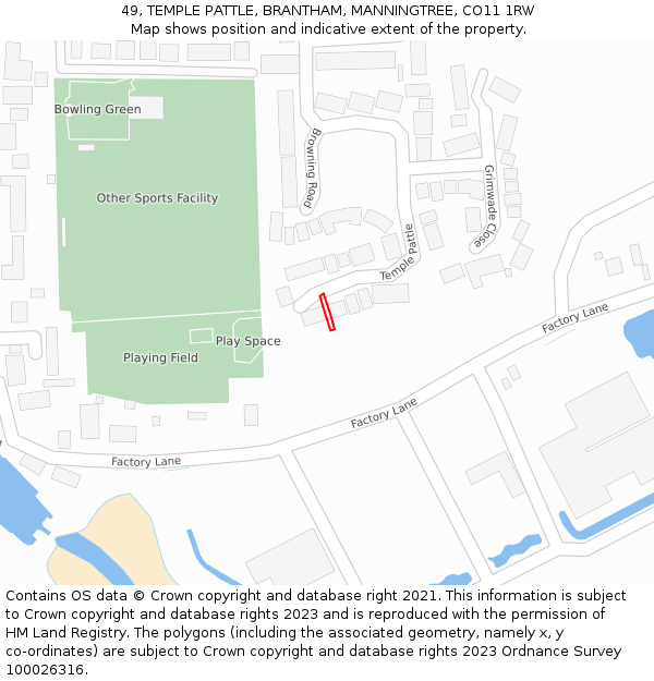 49, TEMPLE PATTLE, BRANTHAM, MANNINGTREE, CO11 1RW: Location map and indicative extent of plot