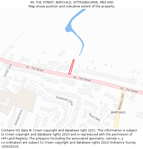 49, THE STREET, BAPCHILD, SITTINGBOURNE, ME9 9AD: Location map and indicative extent of plot