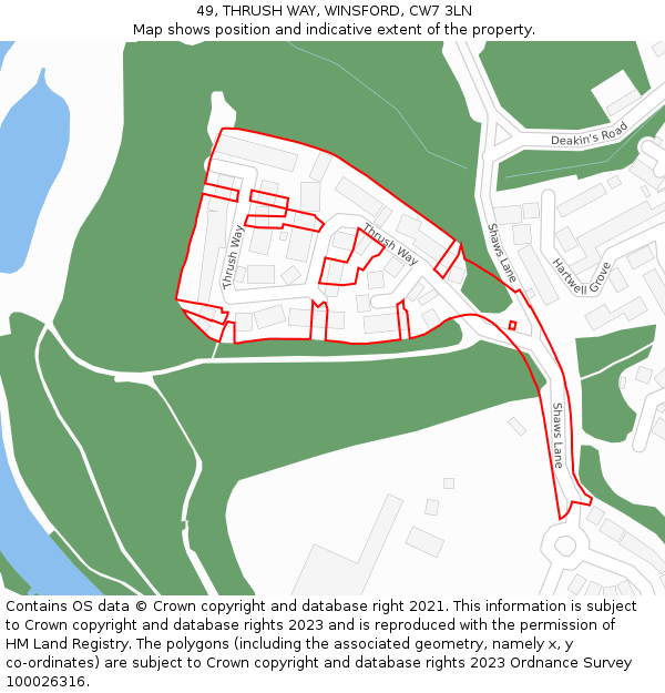 49, THRUSH WAY, WINSFORD, CW7 3LN: Location map and indicative extent of plot