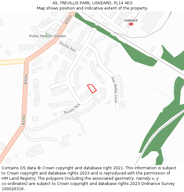 49, TREVILLIS PARK, LISKEARD, PL14 4EG: Location map and indicative extent of plot