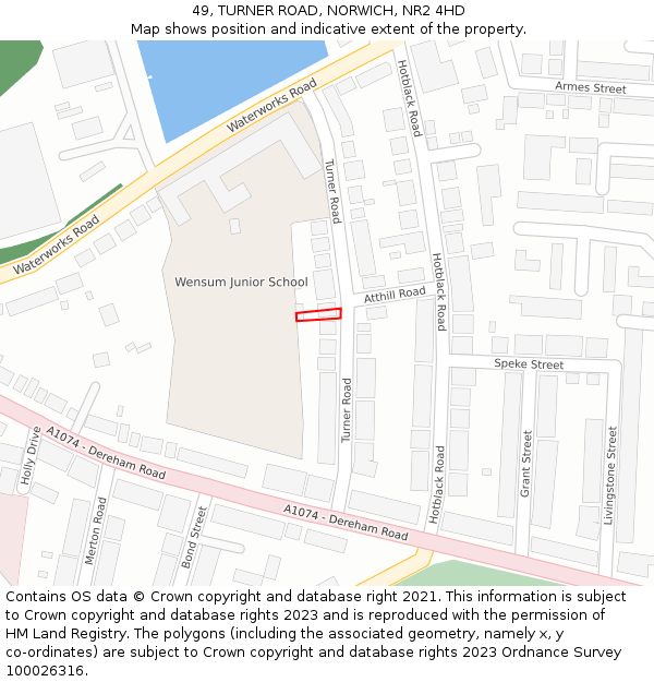 49, TURNER ROAD, NORWICH, NR2 4HD: Location map and indicative extent of plot