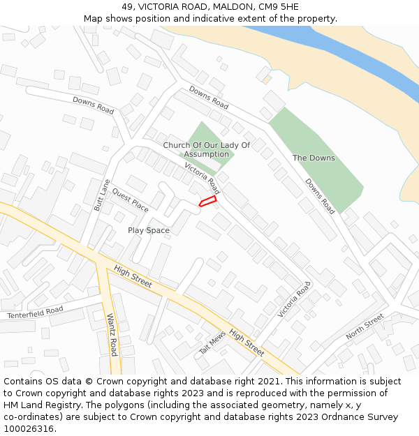 49, VICTORIA ROAD, MALDON, CM9 5HE: Location map and indicative extent of plot