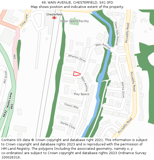 49, WAIN AVENUE, CHESTERFIELD, S41 0FD: Location map and indicative extent of plot
