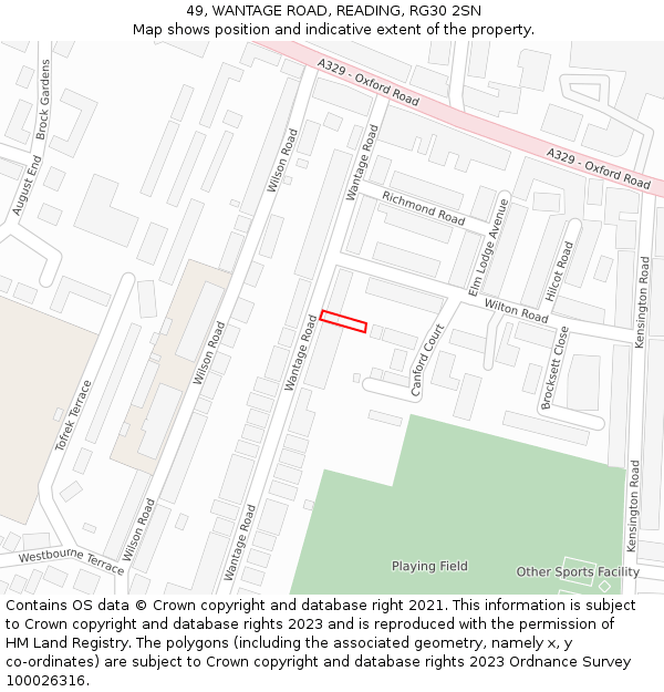49, WANTAGE ROAD, READING, RG30 2SN: Location map and indicative extent of plot