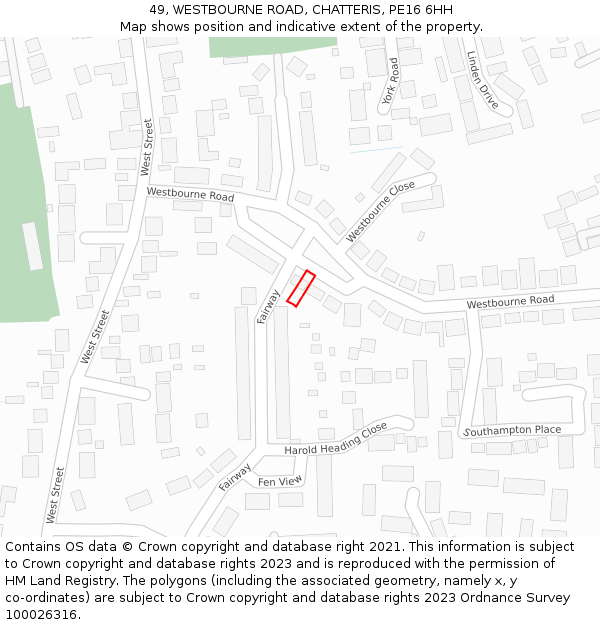 49, WESTBOURNE ROAD, CHATTERIS, PE16 6HH: Location map and indicative extent of plot