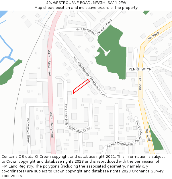 49, WESTBOURNE ROAD, NEATH, SA11 2EW: Location map and indicative extent of plot