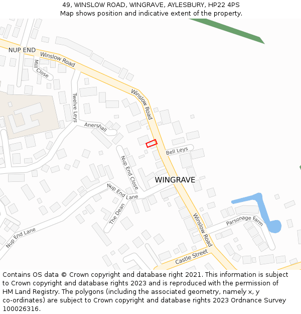 49, WINSLOW ROAD, WINGRAVE, AYLESBURY, HP22 4PS: Location map and indicative extent of plot