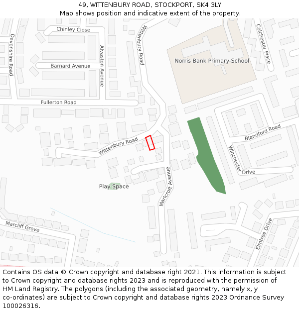 49, WITTENBURY ROAD, STOCKPORT, SK4 3LY: Location map and indicative extent of plot
