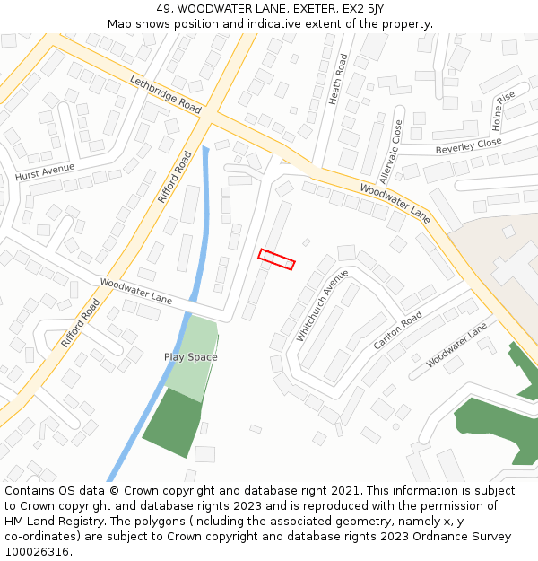 49, WOODWATER LANE, EXETER, EX2 5JY: Location map and indicative extent of plot