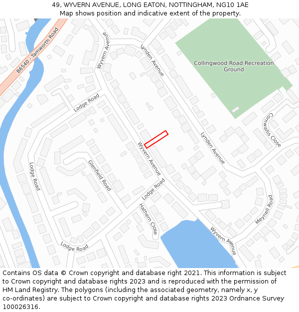 49, WYVERN AVENUE, LONG EATON, NOTTINGHAM, NG10 1AE: Location map and indicative extent of plot