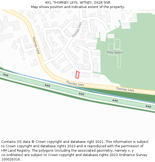 491, THORNEY LEYS, WITNEY, OX28 5NR: Location map and indicative extent of plot