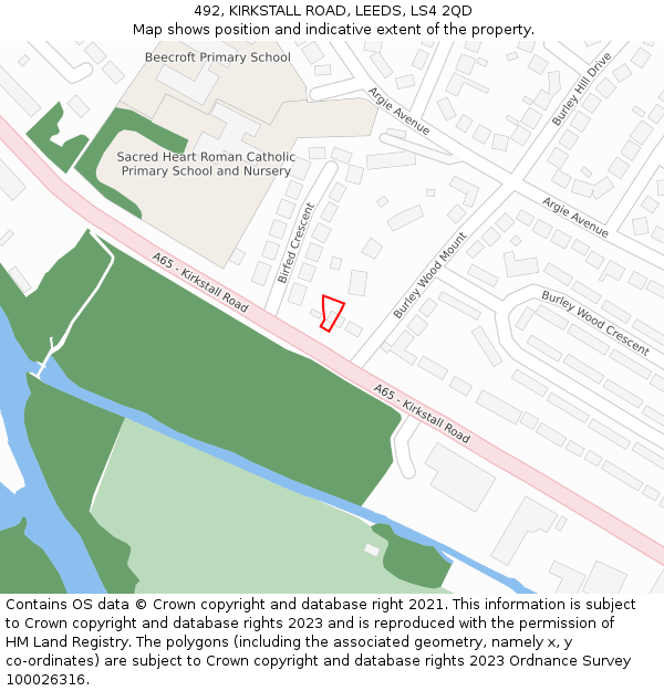 492, KIRKSTALL ROAD, LEEDS, LS4 2QD: Location map and indicative extent of plot