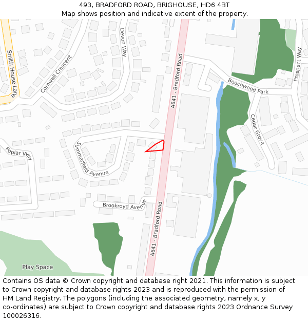 493, BRADFORD ROAD, BRIGHOUSE, HD6 4BT: Location map and indicative extent of plot