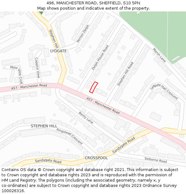 496, MANCHESTER ROAD, SHEFFIELD, S10 5PN: Location map and indicative extent of plot