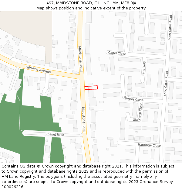 497, MAIDSTONE ROAD, GILLINGHAM, ME8 0JX: Location map and indicative extent of plot