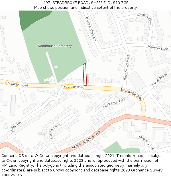 497, STRADBROKE ROAD, SHEFFIELD, S13 7GF: Location map and indicative extent of plot
