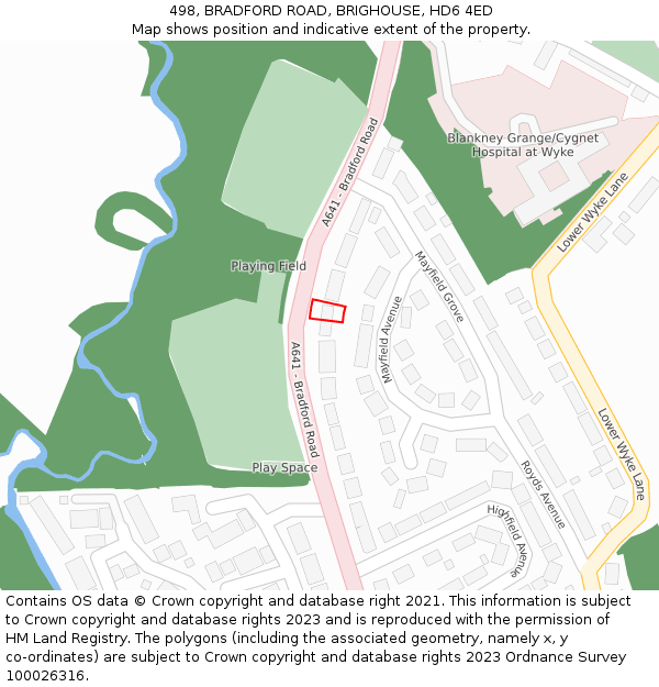 498, BRADFORD ROAD, BRIGHOUSE, HD6 4ED: Location map and indicative extent of plot