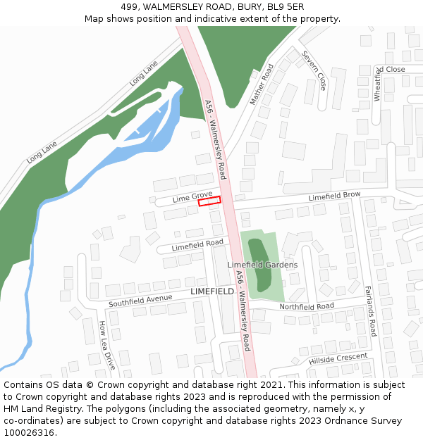 499, WALMERSLEY ROAD, BURY, BL9 5ER: Location map and indicative extent of plot