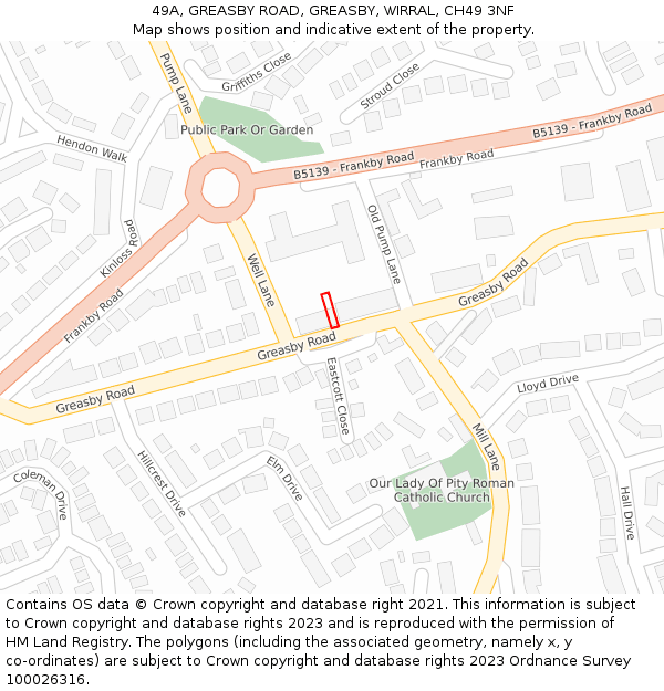 49A, GREASBY ROAD, GREASBY, WIRRAL, CH49 3NF: Location map and indicative extent of plot
