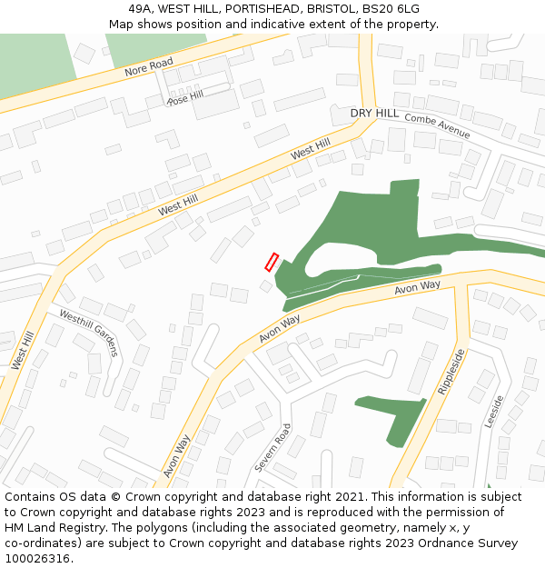 49A, WEST HILL, PORTISHEAD, BRISTOL, BS20 6LG: Location map and indicative extent of plot