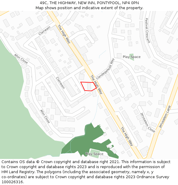 49C, THE HIGHWAY, NEW INN, PONTYPOOL, NP4 0PN: Location map and indicative extent of plot