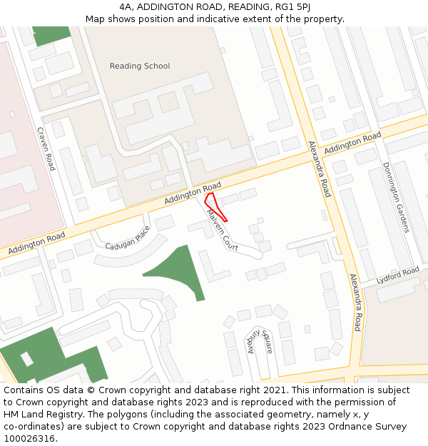 4A, ADDINGTON ROAD, READING, RG1 5PJ: Location map and indicative extent of plot