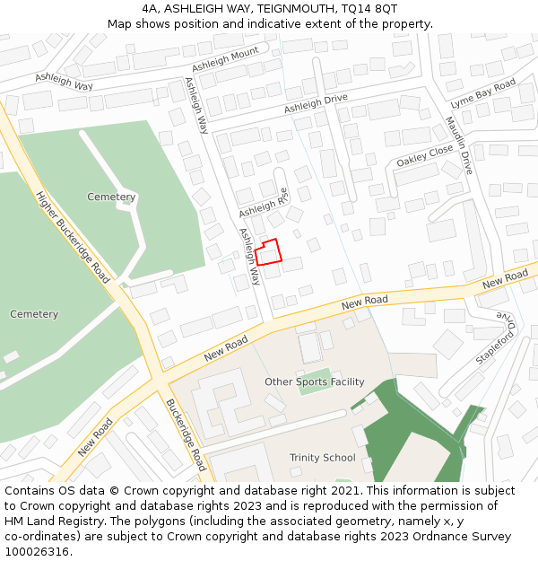 4A, ASHLEIGH WAY, TEIGNMOUTH, TQ14 8QT: Location map and indicative extent of plot