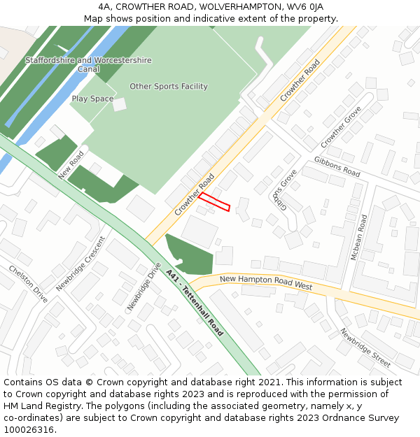 4A, CROWTHER ROAD, WOLVERHAMPTON, WV6 0JA: Location map and indicative extent of plot