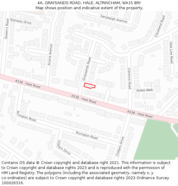 4A, GRAYSANDS ROAD, HALE, ALTRINCHAM, WA15 8RY: Location map and indicative extent of plot