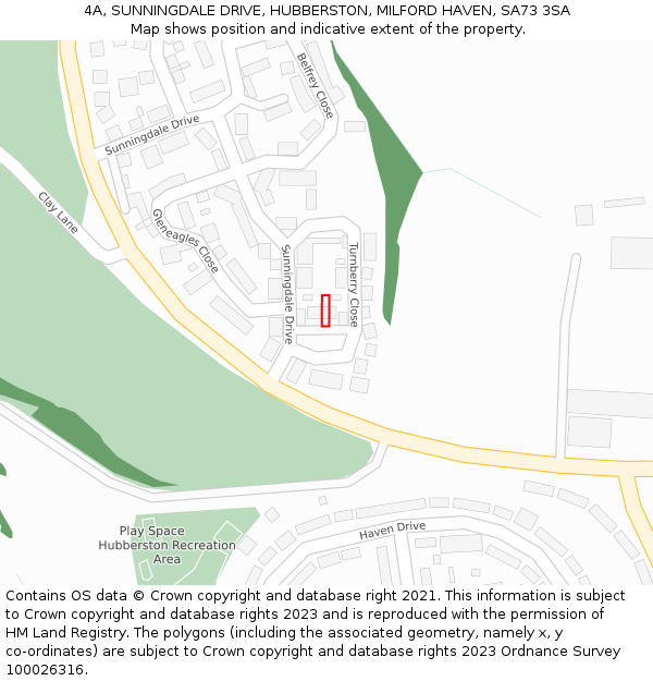 4A, SUNNINGDALE DRIVE, HUBBERSTON, MILFORD HAVEN, SA73 3SA: Location map and indicative extent of plot
