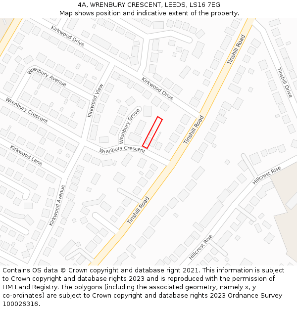 4A, WRENBURY CRESCENT, LEEDS, LS16 7EG: Location map and indicative extent of plot