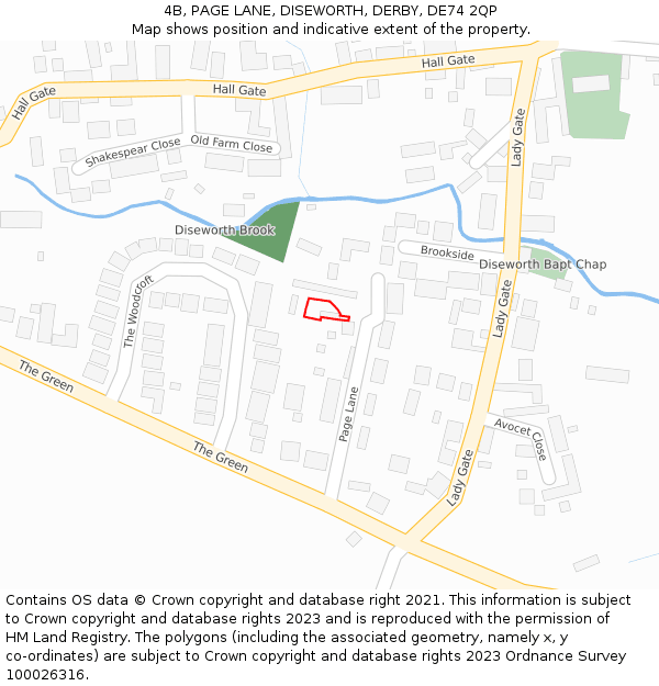 4B, PAGE LANE, DISEWORTH, DERBY, DE74 2QP: Location map and indicative extent of plot