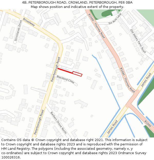 4B, PETERBOROUGH ROAD, CROWLAND, PETERBOROUGH, PE6 0BA: Location map and indicative extent of plot
