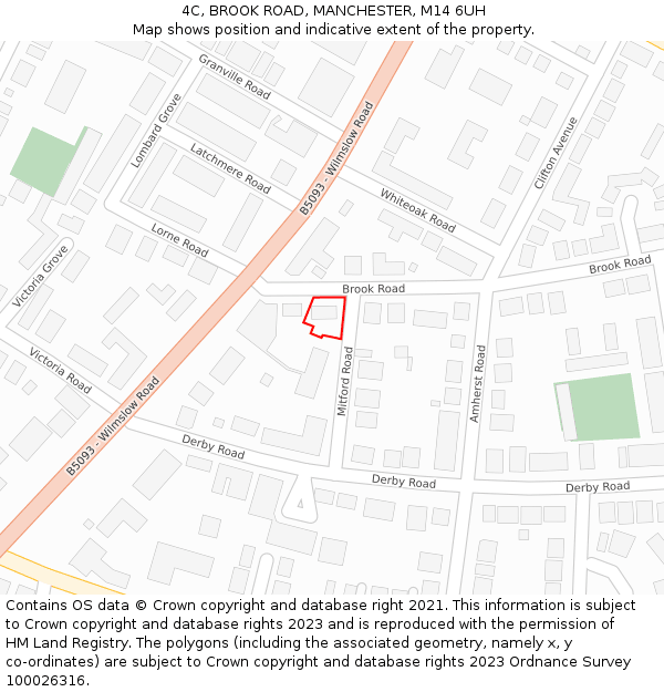 4C, BROOK ROAD, MANCHESTER, M14 6UH: Location map and indicative extent of plot