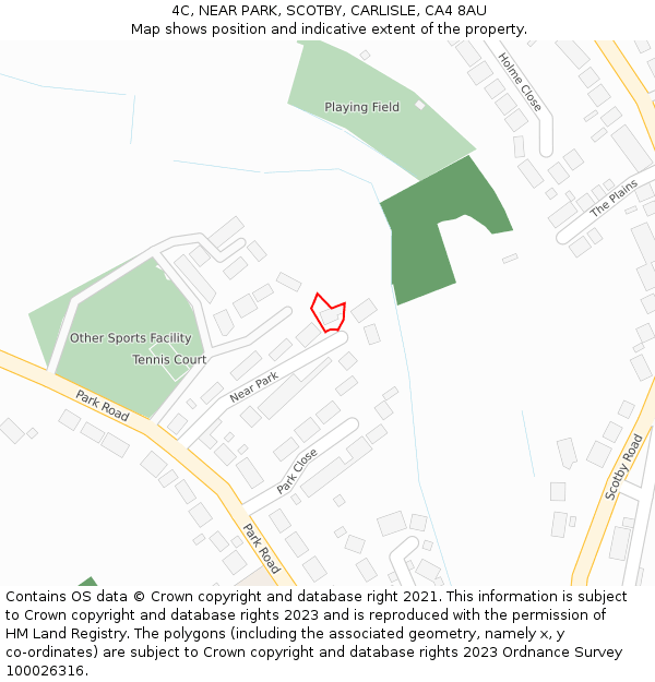 4C, NEAR PARK, SCOTBY, CARLISLE, CA4 8AU: Location map and indicative extent of plot