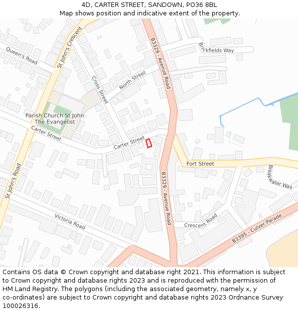 4D, CARTER STREET, SANDOWN, PO36 8BL: Location map and indicative extent of plot