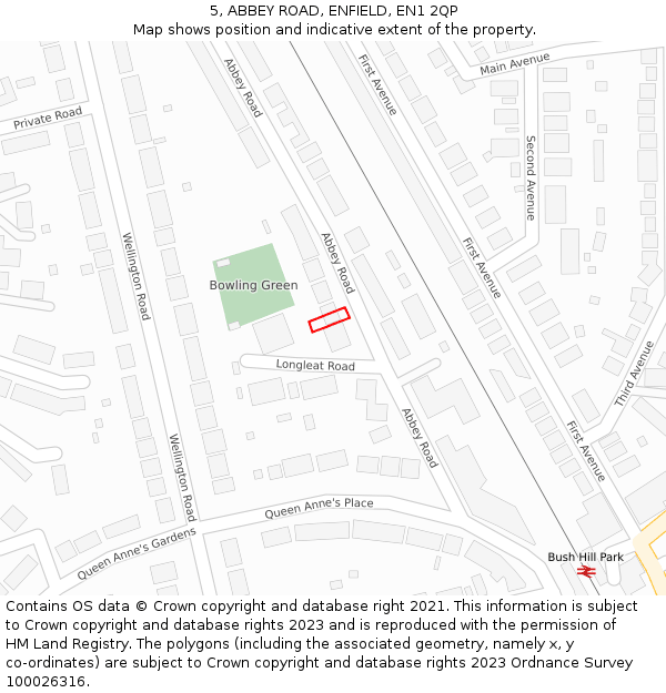 5, ABBEY ROAD, ENFIELD, EN1 2QP: Location map and indicative extent of plot