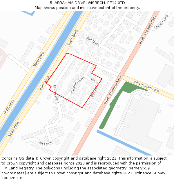 5, ABRAHAM DRIVE, WISBECH, PE14 0TD: Location map and indicative extent of plot