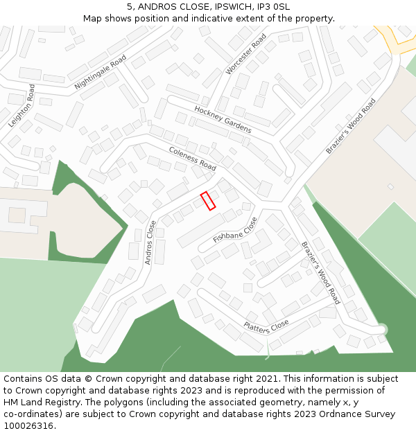 5, ANDROS CLOSE, IPSWICH, IP3 0SL: Location map and indicative extent of plot