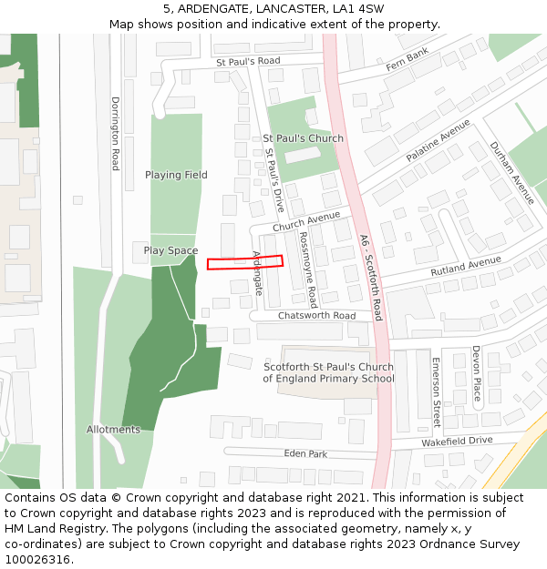 5, ARDENGATE, LANCASTER, LA1 4SW: Location map and indicative extent of plot