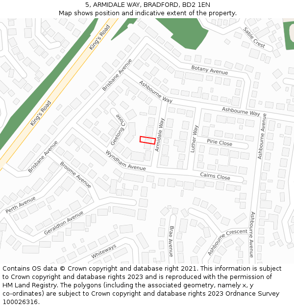 5, ARMIDALE WAY, BRADFORD, BD2 1EN: Location map and indicative extent of plot
