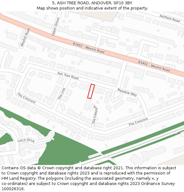 5, ASH TREE ROAD, ANDOVER, SP10 3BY: Location map and indicative extent of plot