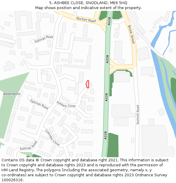 5, ASHBEE CLOSE, SNODLAND, ME6 5HQ: Location map and indicative extent of plot