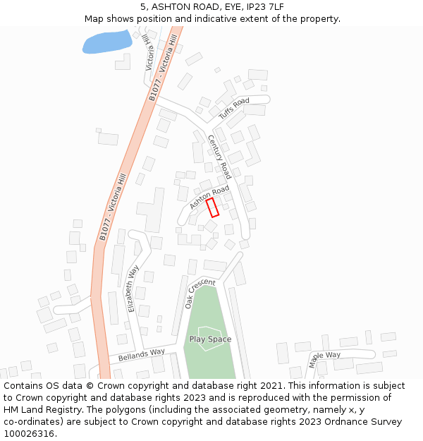 5, ASHTON ROAD, EYE, IP23 7LF: Location map and indicative extent of plot