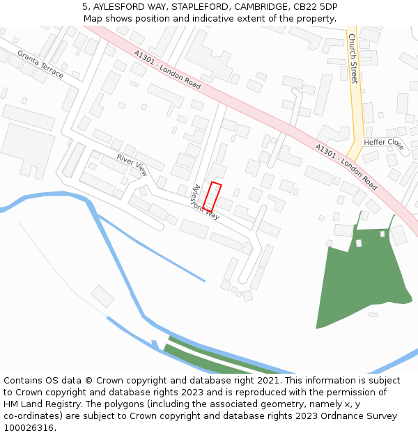 5, AYLESFORD WAY, STAPLEFORD, CAMBRIDGE, CB22 5DP: Location map and indicative extent of plot