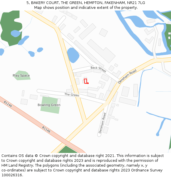 5, BAKERY COURT, THE GREEN, HEMPTON, FAKENHAM, NR21 7LG: Location map and indicative extent of plot