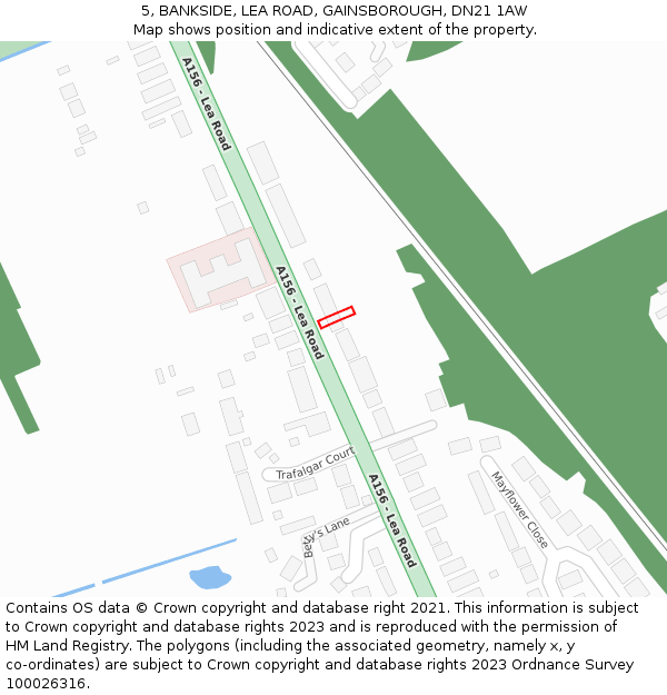 5, BANKSIDE, LEA ROAD, GAINSBOROUGH, DN21 1AW: Location map and indicative extent of plot