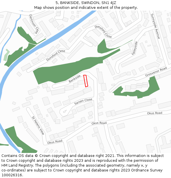 5, BANKSIDE, SWINDON, SN1 4JZ: Location map and indicative extent of plot