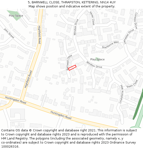 5, BARNWELL CLOSE, THRAPSTON, KETTERING, NN14 4UY: Location map and indicative extent of plot