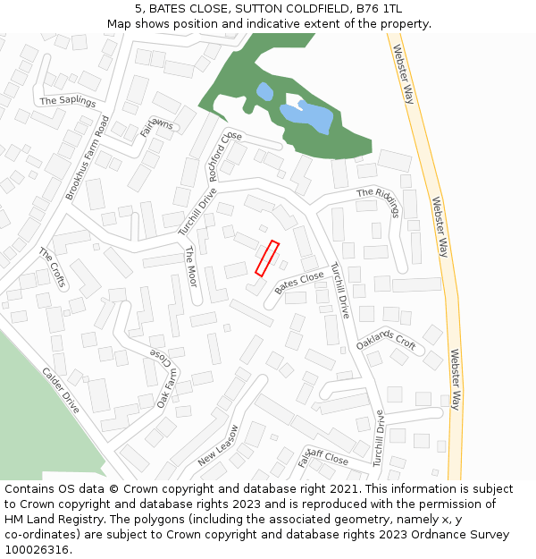 5, BATES CLOSE, SUTTON COLDFIELD, B76 1TL: Location map and indicative extent of plot
